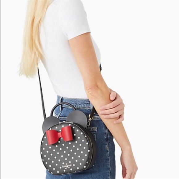 ♠️ NWT Disney Kate Spade Minnie Mouse purse wallet set black crossbody red bow - Picture 2 of 12